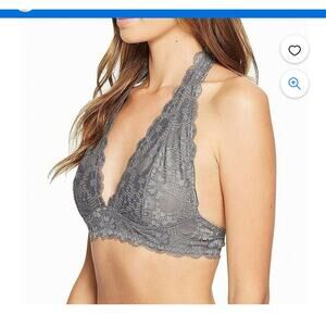 Free People Womens Gray Galloon Lace Halter Bra size medium